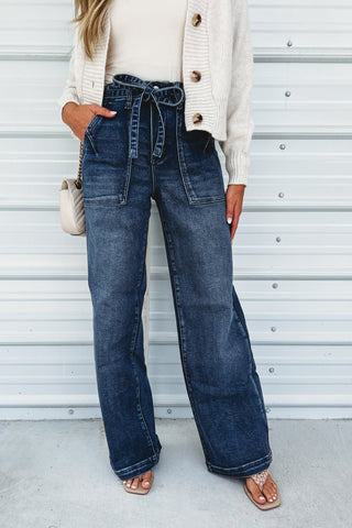 (PREORDER) KANCAN Brinley High Rise Wide Leg Flare Trouser Jeans - Simply Me Boutique