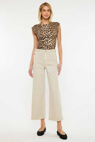 (PREORDER) KANCAN Calla Taupe Ultra High Rise Cropped Wide Leg Jeans - Simply Me Boutique