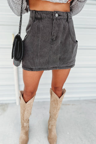 (PREORDER) KANCAN Elaine Washed Black Mini Skirt - Simply Me Boutique