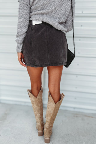 (PREORDER) KANCAN Elaine Washed Black Mini Skirt - Simply Me Boutique