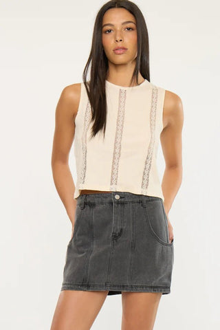 (PREORDER) KANCAN Elaine Washed Black Mini Skirt - Simply Me Boutique