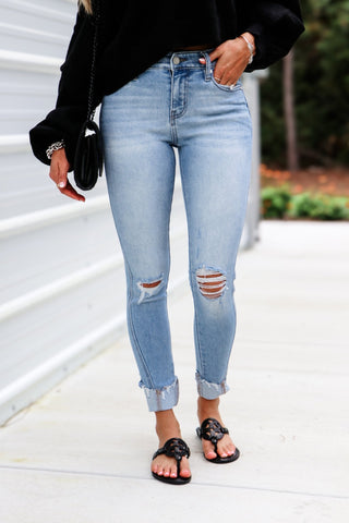 (PREORDER) KANCAN Fallon Mid Rise Ankle Skinny Jeans - Simply Me Boutique