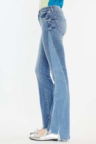 (PREORDER) KANCAN Hope Mid Rise Two Tone Boot Cut Jeans - Simply Me Boutique