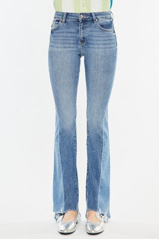 (PREORDER) KANCAN Hope Mid Rise Two Tone Boot Cut Jeans - Simply Me Boutique