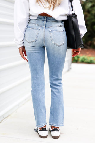 (PREORDER) KANCAN Isabella Mid Rise Slim Straight Jeans - Simply Me Boutique