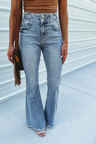 (PREORDER) KANCAN Jasmine High Rise Flare Jeans - Simply Me Boutique