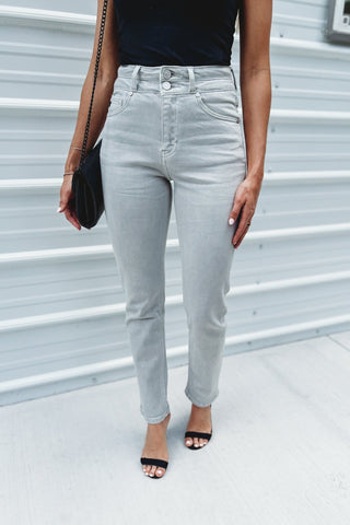 (PREORDER) KANCAN JoJo High Rise Slim Straight Grey Jeans - Simply Me Boutique