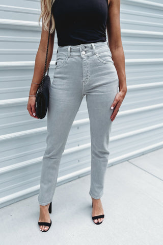 (PREORDER) KANCAN JoJo High Rise Slim Straight Grey Jeans - Simply Me Boutique