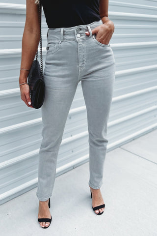 (PREORDER) KANCAN JoJo High Rise Slim Straight Grey Jeans - Simply Me Boutique