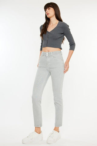 (PREORDER) KANCAN JoJo High Rise Slim Straight Grey Jeans - Simply Me Boutique