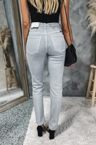 (PREORDER) KANCAN JoJo High Rise Slim Straight Grey Jeans - Simply Me Boutique