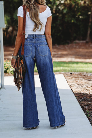 (PREORDER) KANCAN Josie Pleated High Rise Wide Leg Jeans - Simply Me Boutique