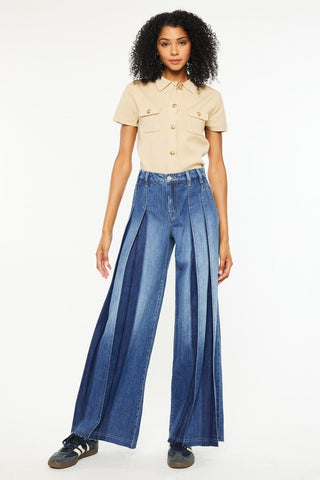 (PREORDER) KANCAN Josie Pleated High Rise Wide Leg Jeans - Simply Me Boutique