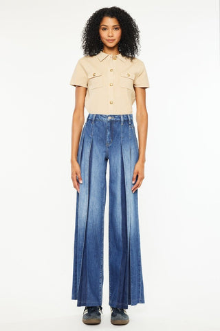 (PREORDER) KANCAN Josie Pleated High Rise Wide Leg Jeans - Simply Me Boutique
