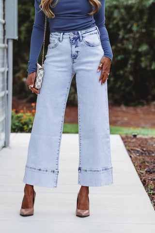 (PREORDER) KANCAN Kassie High Rise Cropped Wide Leg Jeans - Simply Me Boutique