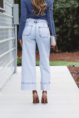 (PREORDER) KANCAN Kassie High Rise Cropped Wide Leg Jeans - Simply Me Boutique