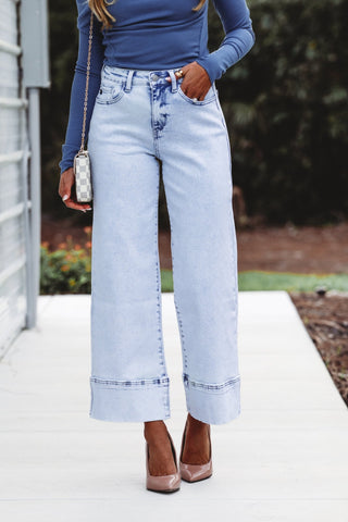(PREORDER) KANCAN Kassie High Rise Cropped Wide Leg Jeans - Simply Me Boutique