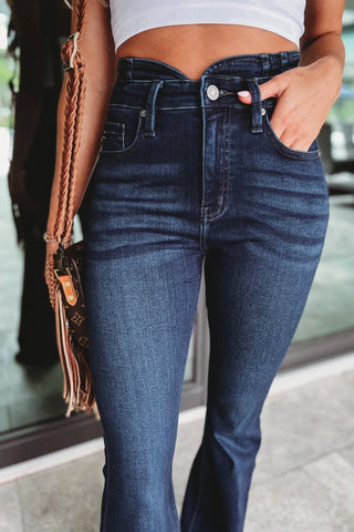 (PREORDER) KANCAN Kennedy Dark Wash Super Flare Jeans - Simply Me Boutique