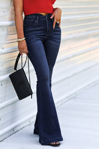 (PREORDER) KANCAN Kennedy Dark Wash Super Flare Jeans - Simply Me Boutique