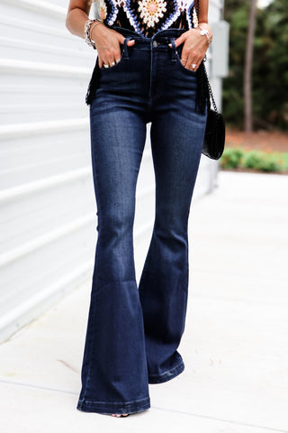 (PREORDER) KANCAN Kennedy Dark Wash Super Flare Jeans - Simply Me Boutique