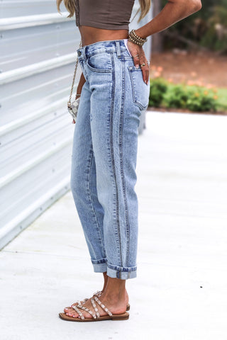 (PREORDER) KANCAN Lena Mid Rise Boyfriend Jeans - Simply Me Boutique