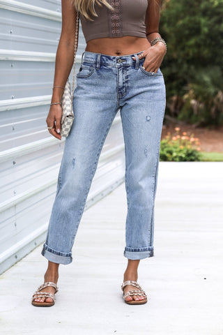 (PREORDER) KANCAN Lena Mid Rise Boyfriend Jeans - Simply Me Boutique