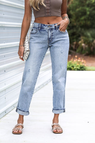 (PREORDER) KANCAN Lena Mid Rise Boyfriend Jeans - Simply Me Boutique