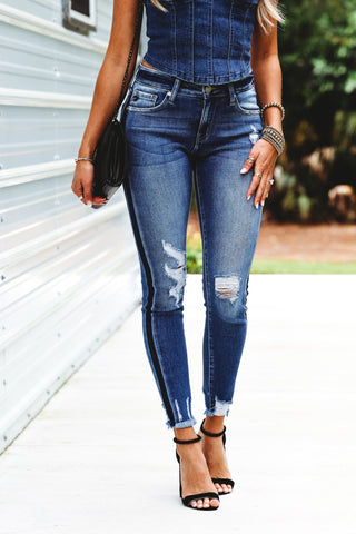 (PREORDER) KANCAN Macy Mid Rise Ankle Skinny Jeans - Simply Me Boutique