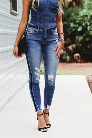 (PREORDER) KANCAN Macy Mid Rise Ankle Skinny Jeans - Simply Me Boutique