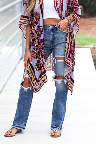 (PREORDER) KANCAN Millie High Rise Rigid Distressed Straight Jeans - Simply Me Boutique