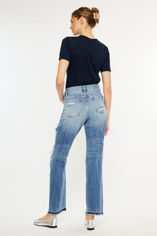 (PREORDER) KANCAN Millie High Rise Rigid Distressed Straight Jeans - Simply Me Boutique