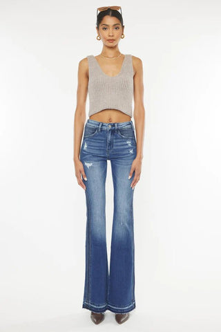 (PREORDER) KANCAN Morgan High Rise Two Tone Flare Jeans - Simply Me Boutique