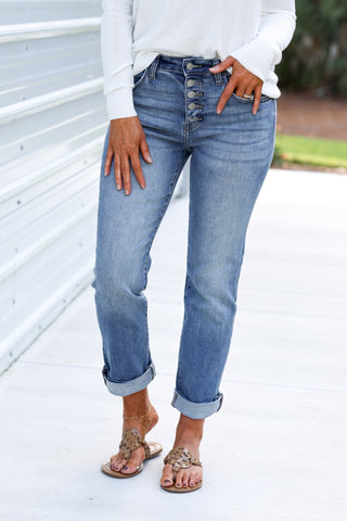 (PREORDER) KANCAN Noelle Mid Rise Straight Leg Jeans - Simply Me Boutique