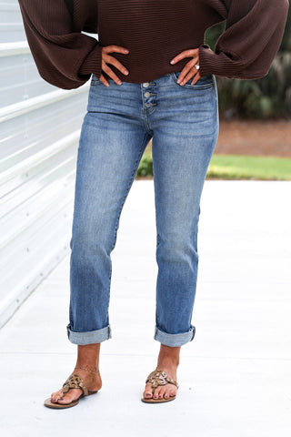 (PREORDER) KANCAN Noelle Mid Rise Straight Leg Jeans - Simply Me Boutique