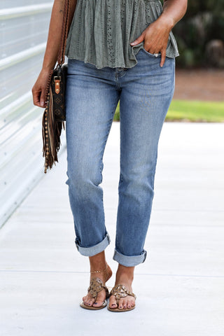 (PREORDER) KANCAN Noelle Mid Rise Straight Leg Jeans - Simply Me Boutique