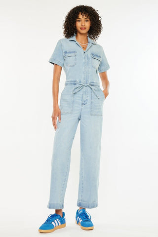 (PREORDER) KANCAN Penelope Light Wash Denim Overalls Jumpsuit - Simply Me Boutique