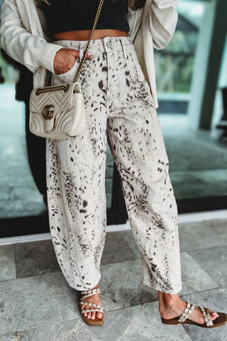 (PREORDER) KANCAN Raven Animal Print Barrel Jeans - Simply Me Boutique