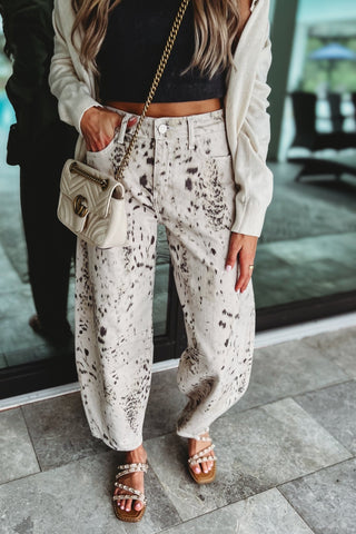 (PREORDER) KANCAN Raven Animal Print Barrel Jeans - Simply Me Boutique