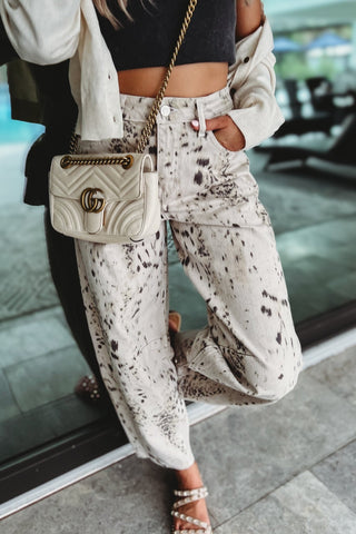 (PREORDER) KANCAN Raven Animal Print Barrel Jeans - Simply Me Boutique