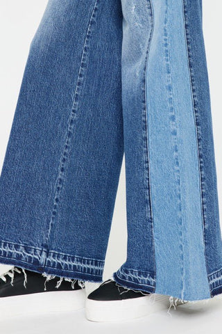(PREORDER) KANCAN Scottie High Rise Two Tone Wide Leg Jeans - Simply Me Boutique