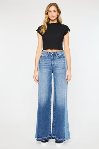 (PREORDER) KANCAN Scottie High Rise Two Tone Wide Leg Jeans - Simply Me Boutique