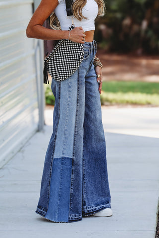 (PREORDER) KANCAN Scottie High Rise Two Tone Wide Leg Jeans - Simply Me Boutique