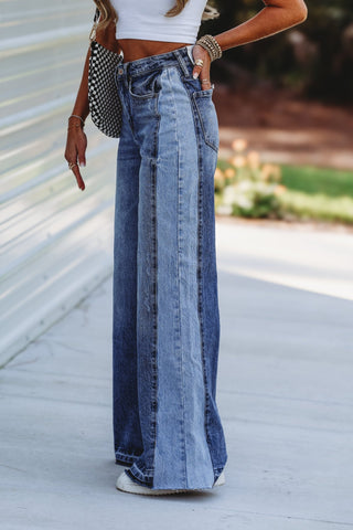 (PREORDER) KANCAN Scottie High Rise Two Tone Wide Leg Jeans - Simply Me Boutique