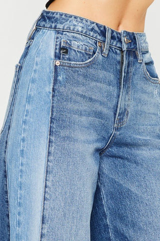 (PREORDER) KANCAN Scottie High Rise Two Tone Wide Leg Jeans - Simply Me Boutique
