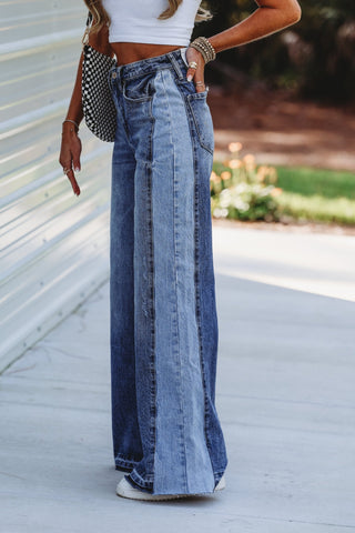 (PREORDER) KANCAN Scottie High Rise Two Tone Wide Leg Jeans - Simply Me Boutique