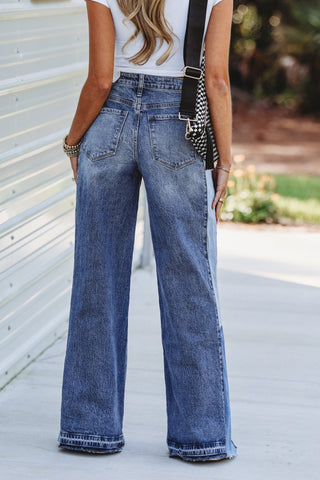 (PREORDER) KANCAN Scottie High Rise Two Tone Wide Leg Jeans - Simply Me Boutique