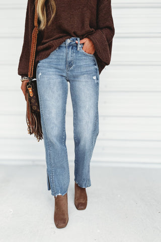 (PREORDER) KANCAN Sonia Mid Rise Straight Jeans - Simply Me Boutique