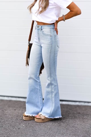 (PREORDER SHIPS 10 DAYS) KANCAN Andi High Rise Curvy Flare Jeans (Light Wash) - Simply Me Boutique