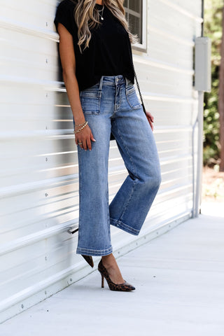 (PREORDER SHIPS 10 DAYS) KANCAN Aspen Mid Rise Crop Jeans - Simply Me Boutique