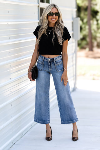 (PREORDER SHIPS 10 DAYS) KANCAN Aspen Mid Rise Crop Jeans - Simply Me Boutique